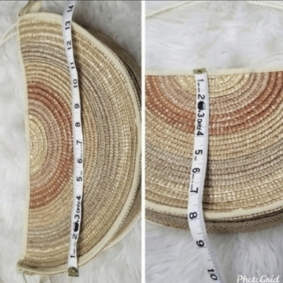 Vintage staw rattan purse over the shoulder, neutral vacation, island resort - Picture 8 of 9